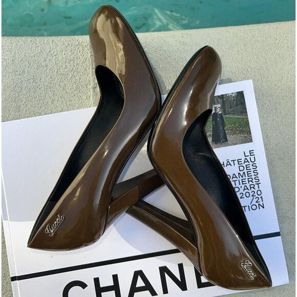 GUCCI Brown Patent Leather Round Toe Pumps Size IT37 - Picture 3 of 11
